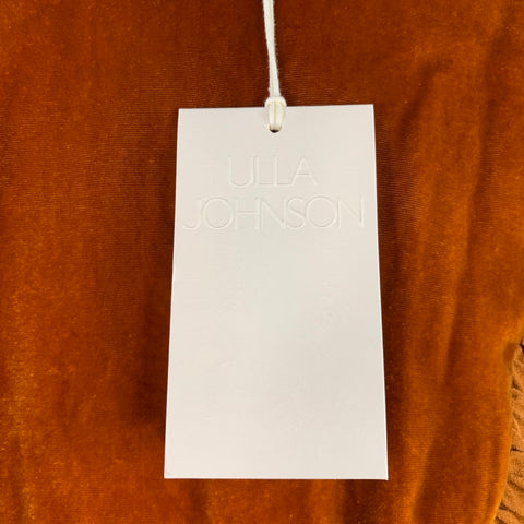 ULLA JOHNSON Size 4 Camel Ruffled Long Sleeve Below Knee Dress
