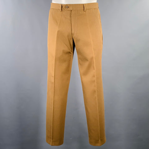 NO BRAND Size 34 Brown Cotton Twill Zip Fly Dress Pants