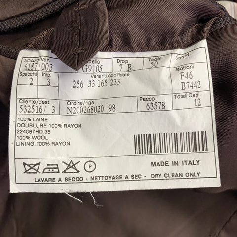 HERMES Size 40 Brown Navy Window Pane Wool Notch Lapel Sport Coat