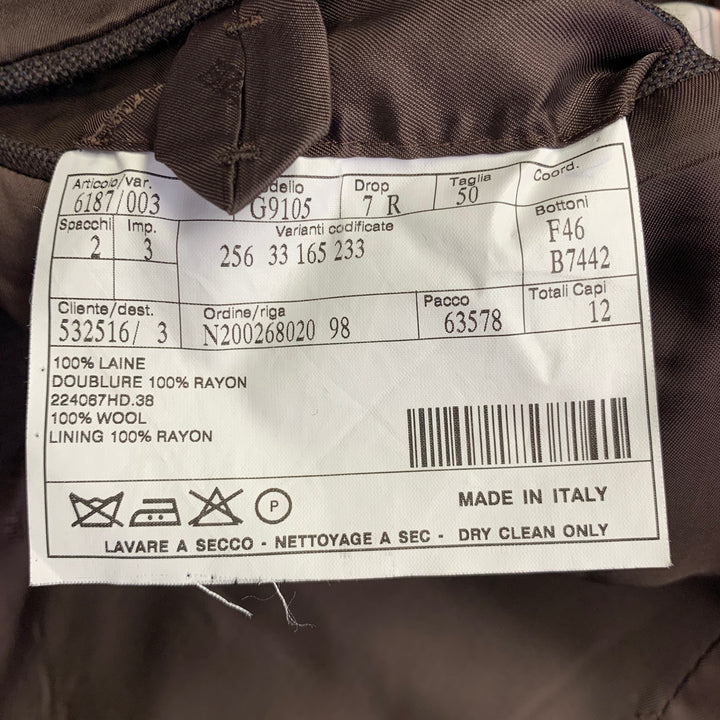 HERMES Size 40 Brown Navy Window Pane Wool Notch Lapel Sport Coat