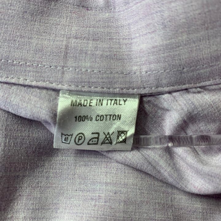 ERMENEGILDO ZEGNA Size XL Purple Lilac Heather Cotton Long Sleeve Shirt