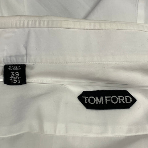 TOM FORD Size M White Cotton Curved Cutaway French Cuffs Long Sleeve Shirt