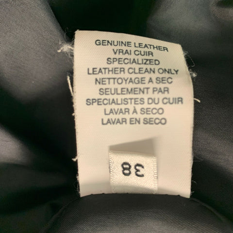 ARMANI COLLEZIONI Size 38 Black Solid Leather Drawstring Jacket