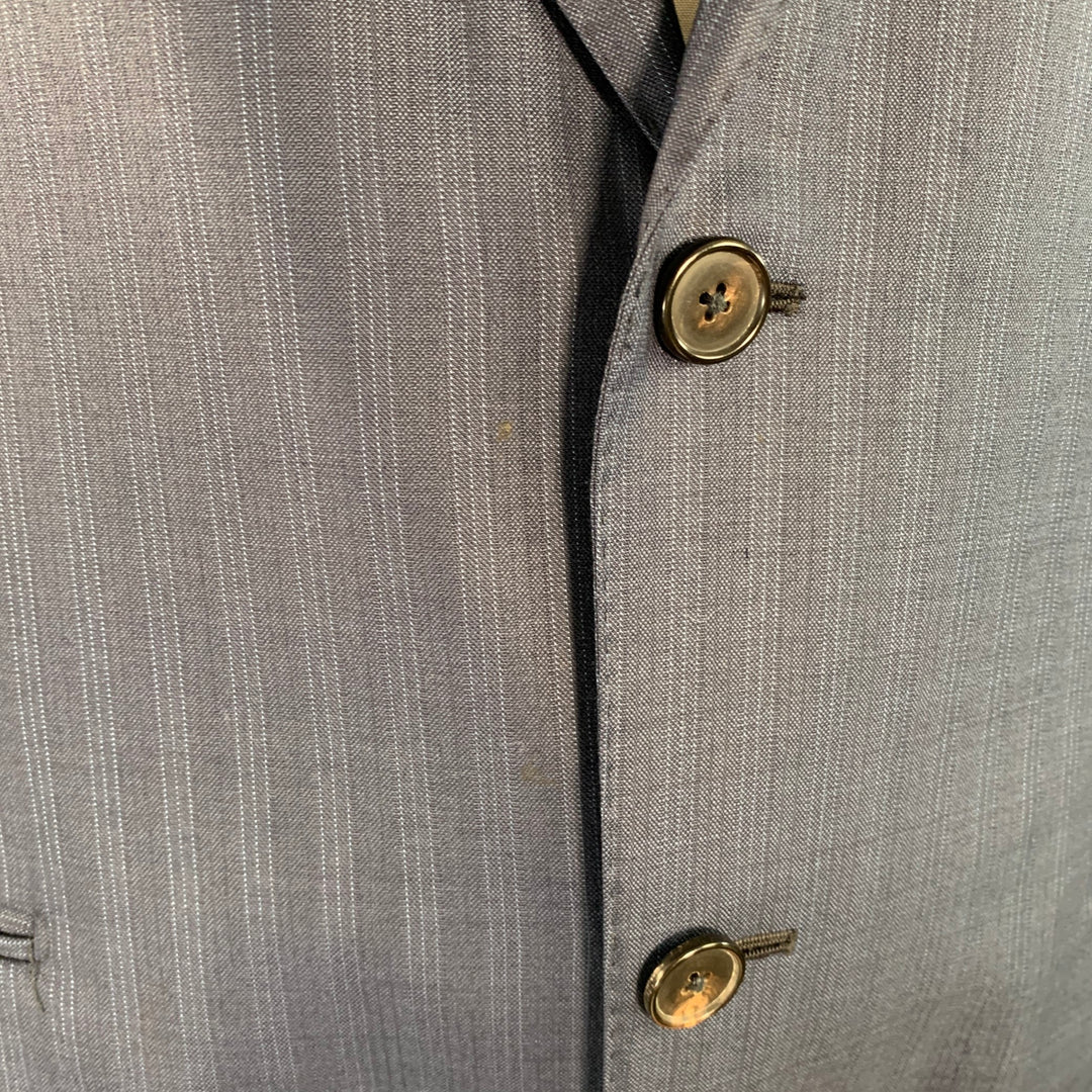 ERMENEGILDO ZEGNA Size 42 Regular Navy Blue Stripe Wool Notch Lapel Suit