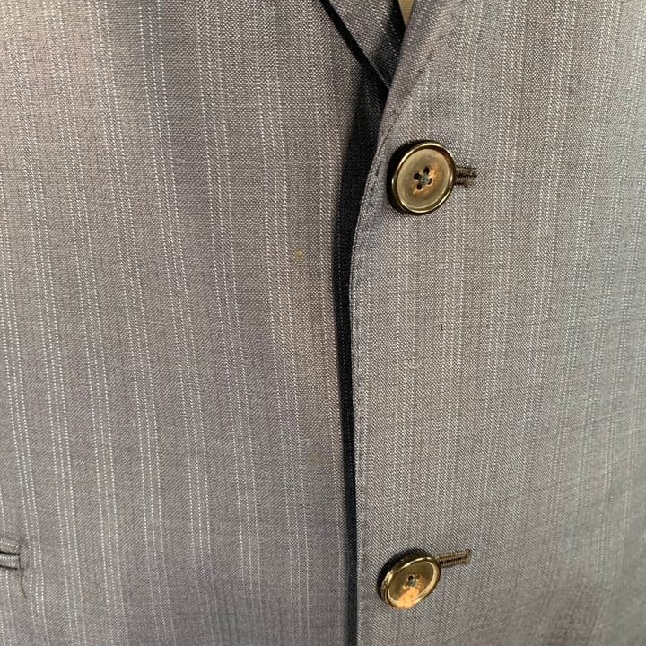 ERMENEGILDO ZEGNA Size 42 Regular Navy Blue Stripe Wool Notch Lapel Suit