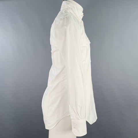 THOM BROWNE Size M White 2 Pockets Long Sleeve Shirt