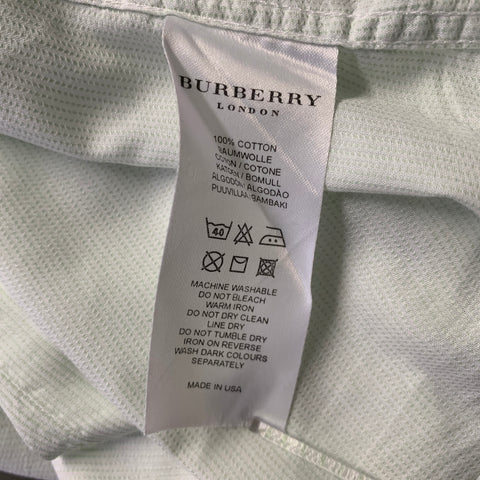 BURBERRY Size XL Green Mint Stripe Cotton Pointed Collar Long Sleeve Shirt