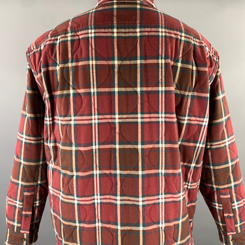 ACNE STUDIOS Size 42 Burgundy Green Beige Plaid Polyester Cotton Jacket