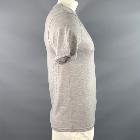 UNBOUND Size L Grey Heather Merino Wool Crew Neck T shirt
