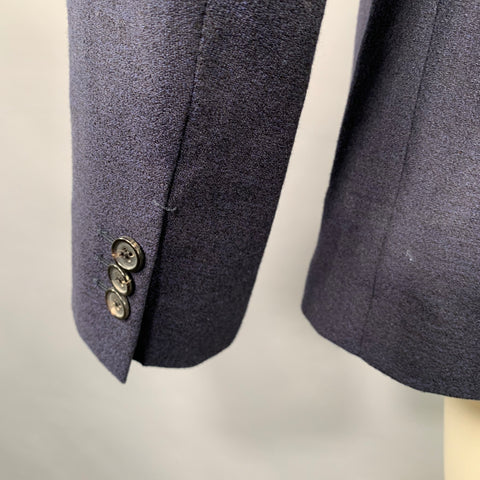 PAUL SMITH Size 40 Navy Wool Linen Peak Lapel Sport Coat