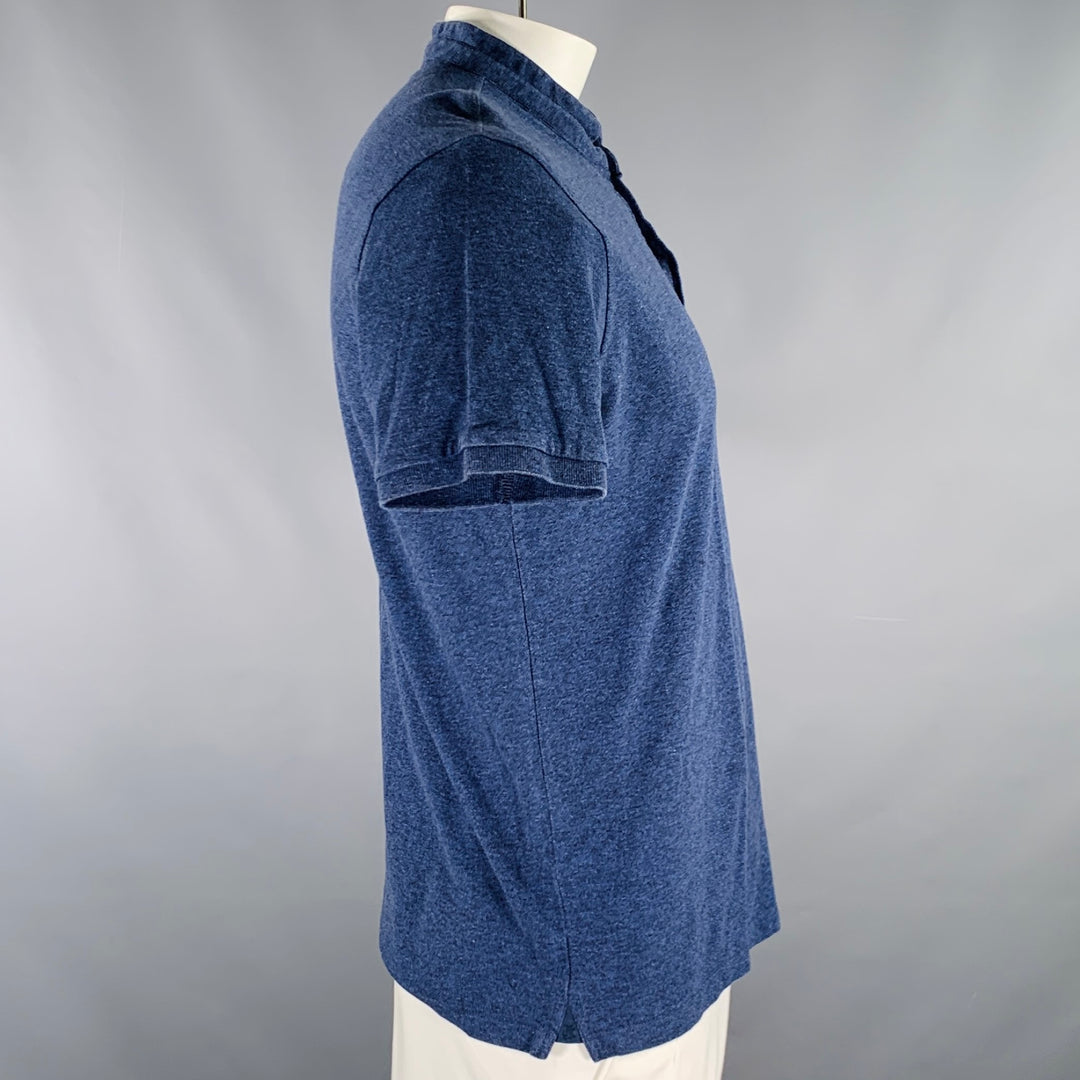 THE KOOPLES Size XL Blue Heather Cotton Short Sleeve Polo