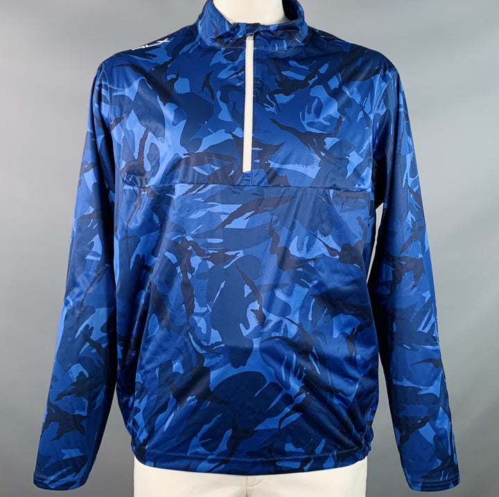 RLX by RALPH LAUREN Size XL Blue Navy Camouflage 1/4 Zip Jacket