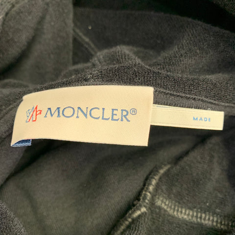 MONCLER Size L Black Terrycloth Cotton Hooded Sweatshirt