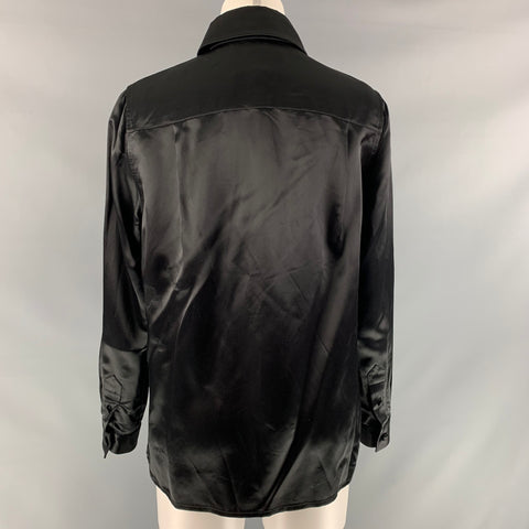 MARC JACOBS Runway Spring 2019 Size 6 Black Viscose Pleated Button Up Shirt