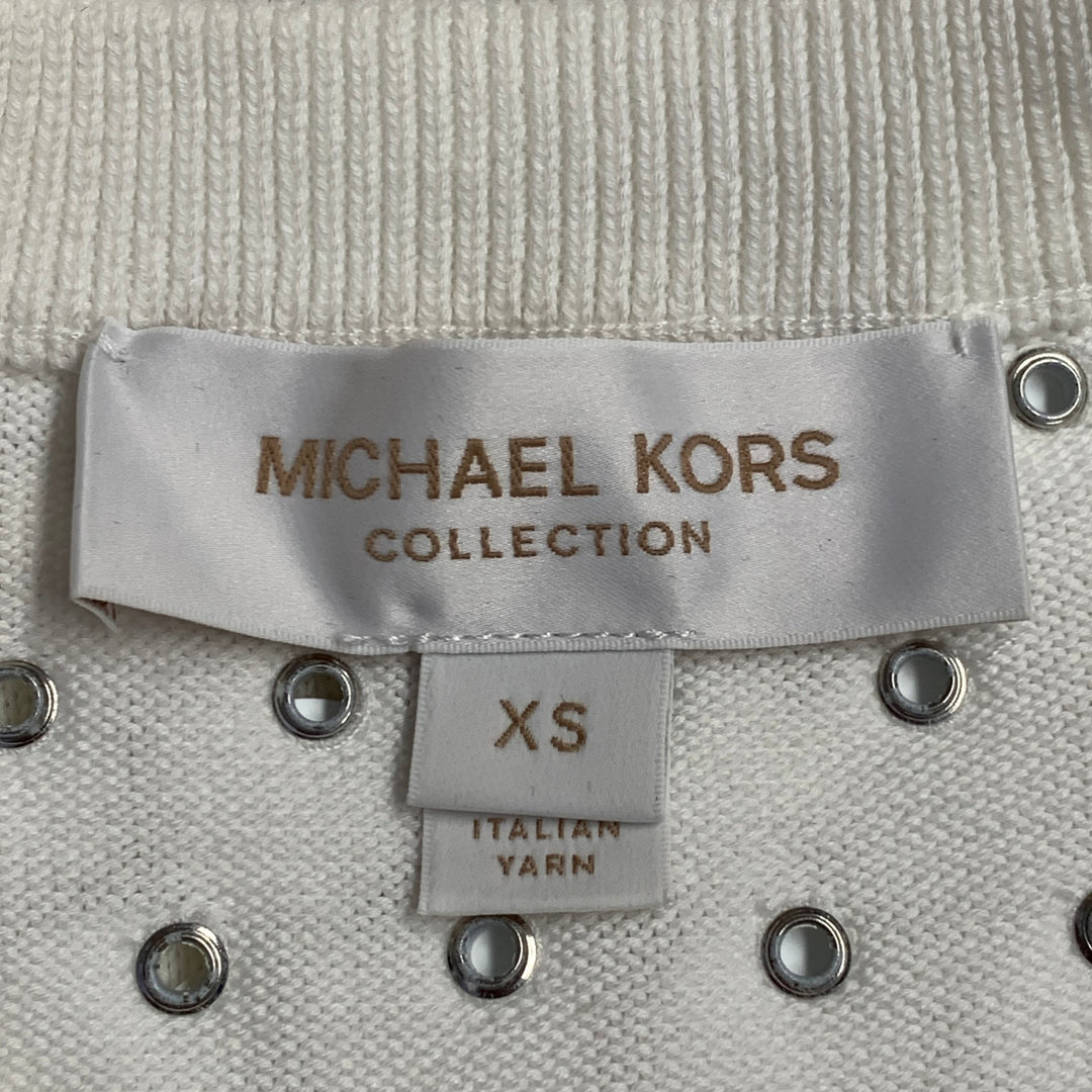 MICHAEL KORS COLLECTION Size XS White Cotton Payette Sequined Sleeveless Dress Top