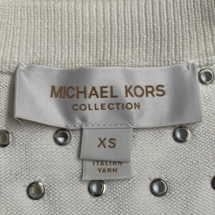 MICHAEL KORS COLLECTION Size XS White Cotton Payette Sequined Sleeveless Dress Top