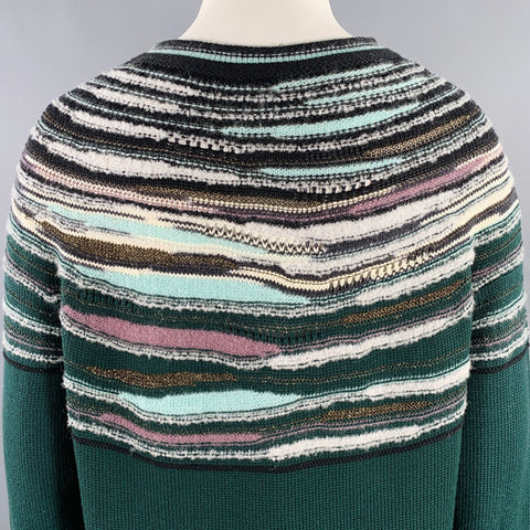 M MISSONI Size 12 Green Multi Color Wool Blend Knit Sweater Dress