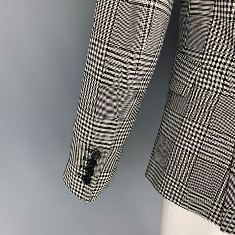 AMI by ALEXANDRE MATTIUSSI Size 38 Black White Plaid Cotton Sport Coat
