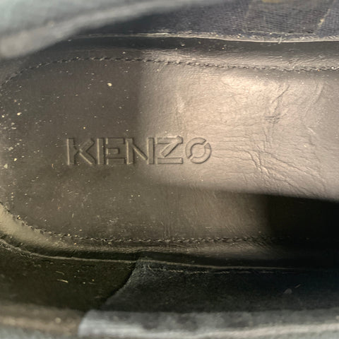KENZO Size 11 Navy Light Blue Embroidery Canvas Slip On Sneakers