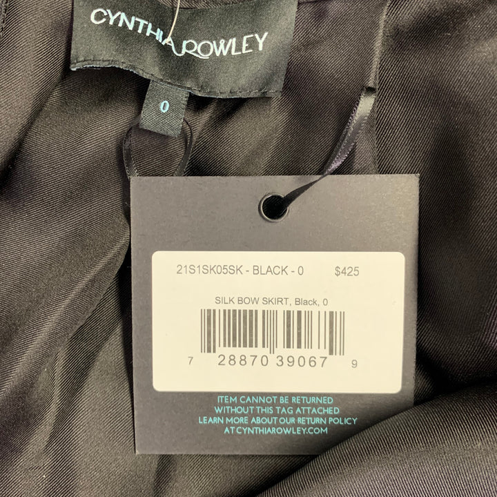 CYNTHIA ROWLEY Size 0 Black Silk Bow Asymmetrical High Low Skirt
