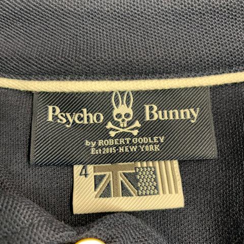 PSYCHO BUNNY Size L Navy Cotton Buttoned Polo