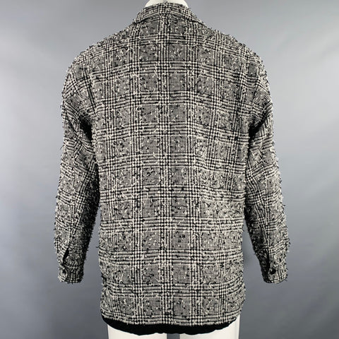 MS BRAQUE Size 38 Black White Glenplaid Wool Blend Shirt Jacket