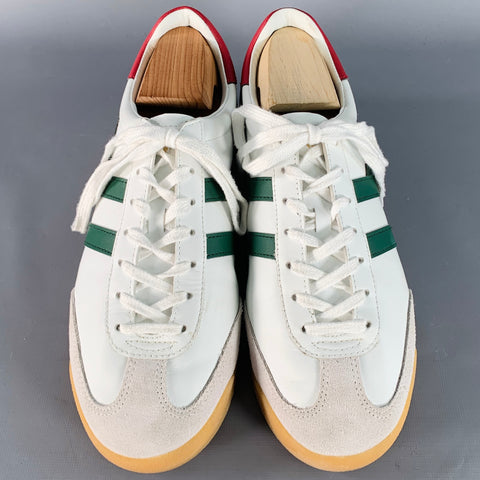 GOLA Size 10 Torpedo White Green Red Leather Suede Low Top Sneakers