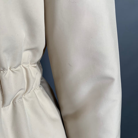 AGNONA Size 10 Cream Polyester Removable Fur Collar Zip Up Jacket