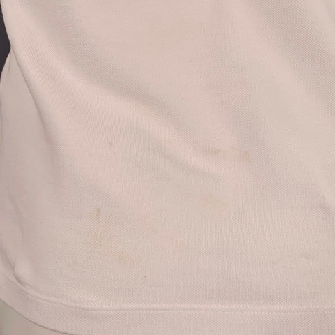 SANDRO Polo sans col en coton, taille S, blanc, avec liseré contrastant noir