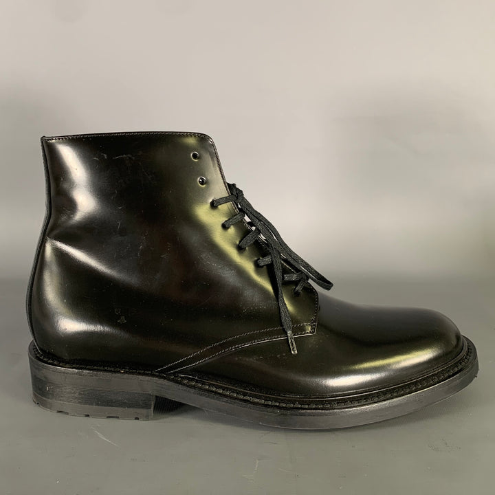 SAINT LAURENT Size 8 Black Leather Lace Up Boots