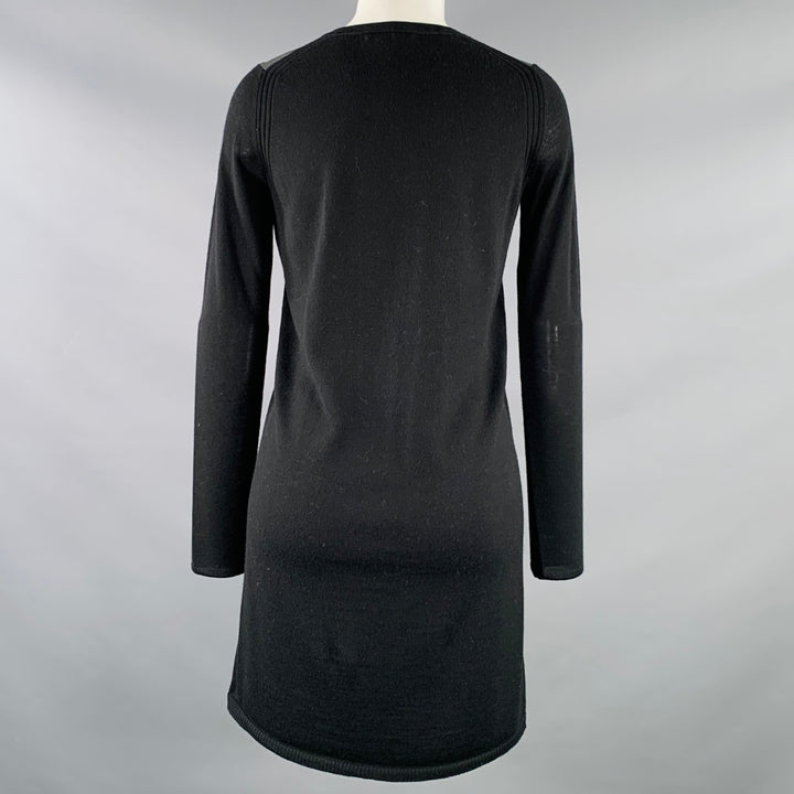 VINCE Size XS Black Wool Lambskin Long Sleeve Below Knee Dress