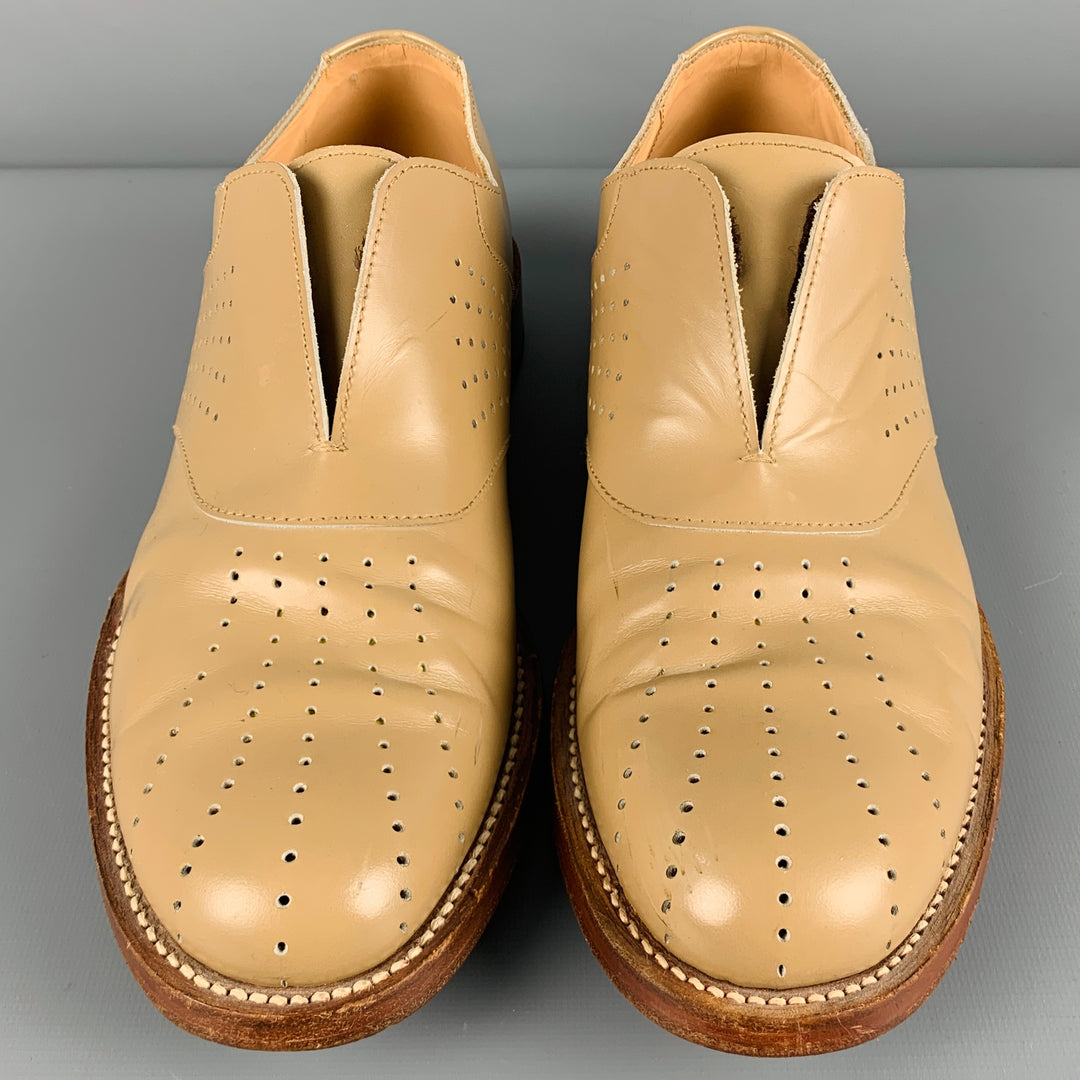 JIL SANDER Size 8.5 Beige Perforated Leather Slip On Loafers