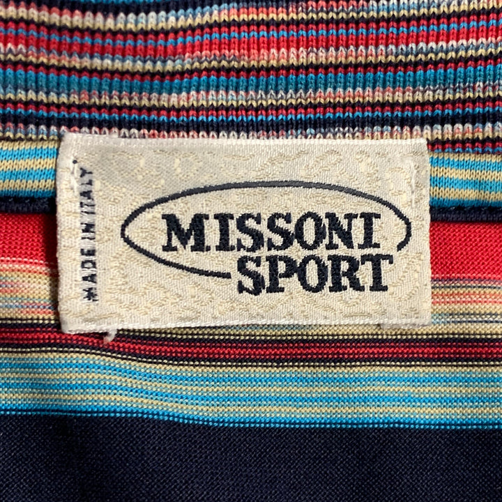 MISSONI SPORT Size S Blue Red Stripe Cotton One Pocket Polo