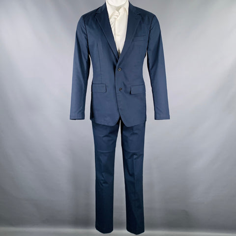BONOBOS Size 40 Navy Cotton Blend Notch Lapel Suit