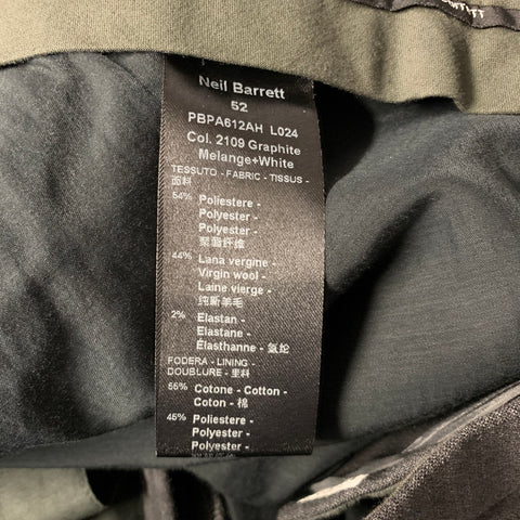 NEIL BARRETT Size 36 Grey Heather Stripe Polyester &  Wool Flat Front Dress Pants