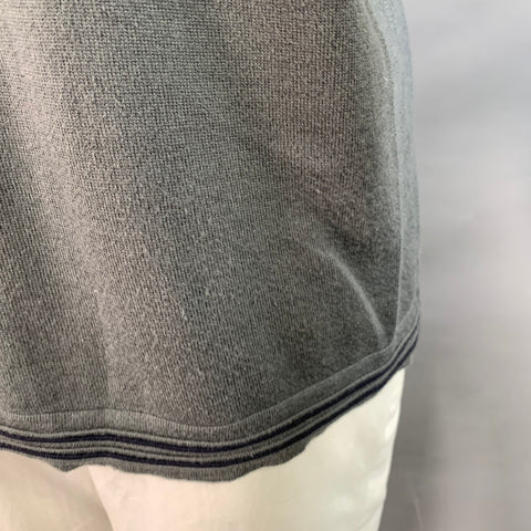 ARMANI COLLEZIONI Size L Grey Black Contrast Trim Virgin Wool Cotton V-Neck Pullover