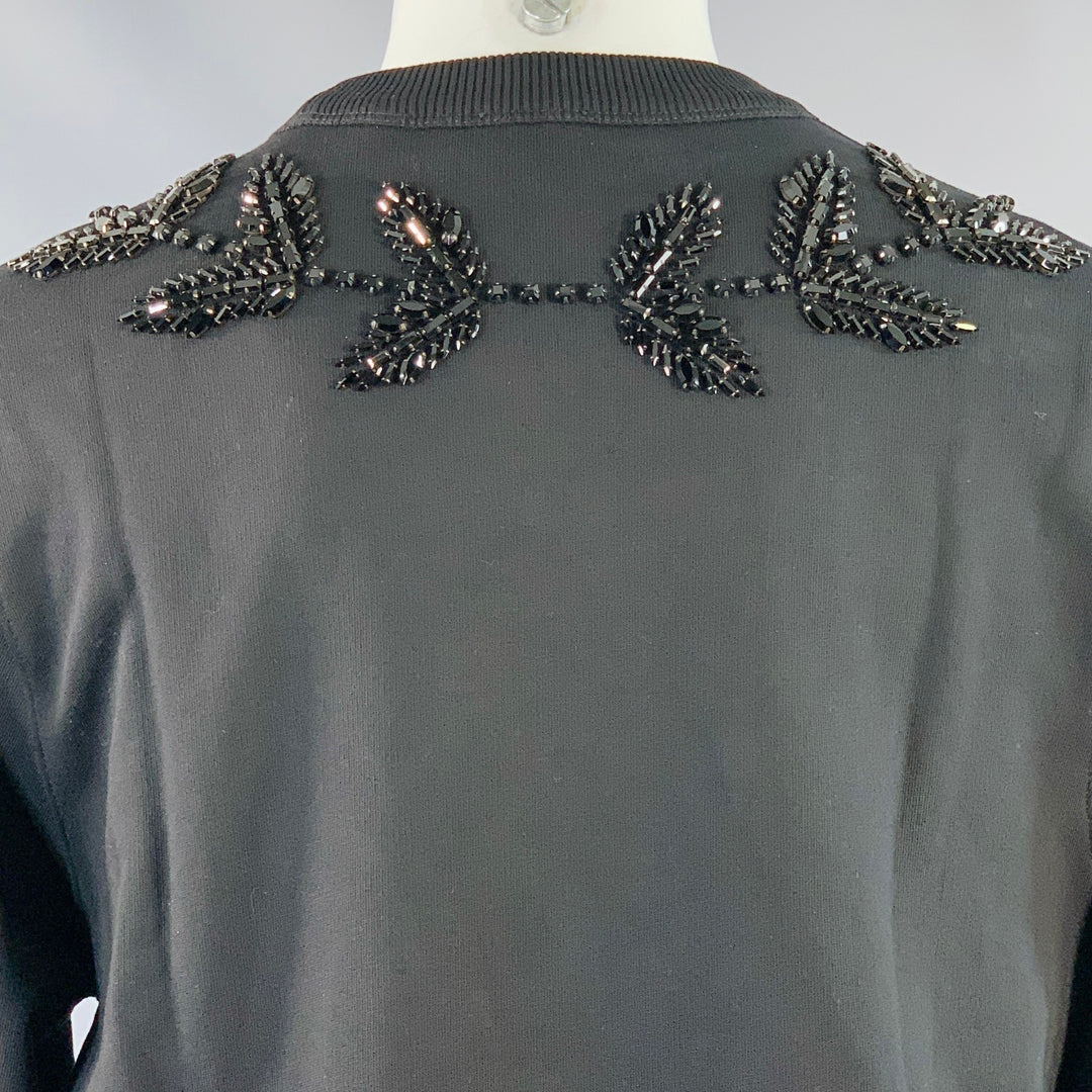 BURBERRY Size M Black Crystal Embellishment Cotton Crew Neck Sweatshirt