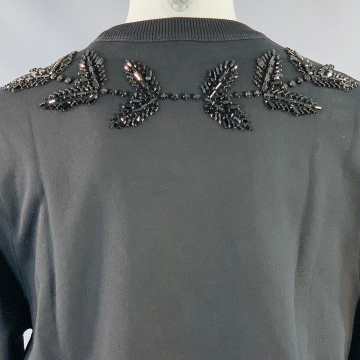 BURBERRY Size M Black Crystal Embellishment Cotton Crew Neck Sweatshirt