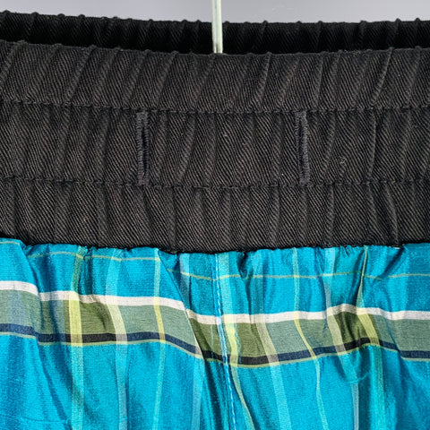 AMIRI Taille S Noir Turquoise Carreaux Soie Smoking Pantalon Décontracté