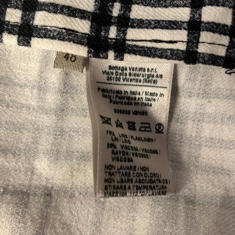 BOTTEGA VENETA Size M Black White Linen Blend Plaid Blazer Jacket