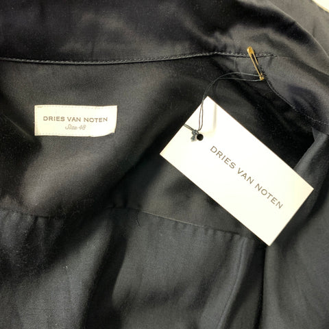 DRIES VAN NOTEN Size 38 Black White Piping Viscose Cotton Long Sleeve Shirt