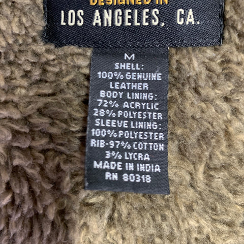 LUCKY BRAND Size M Brown Olive Leather Bomber Jacket