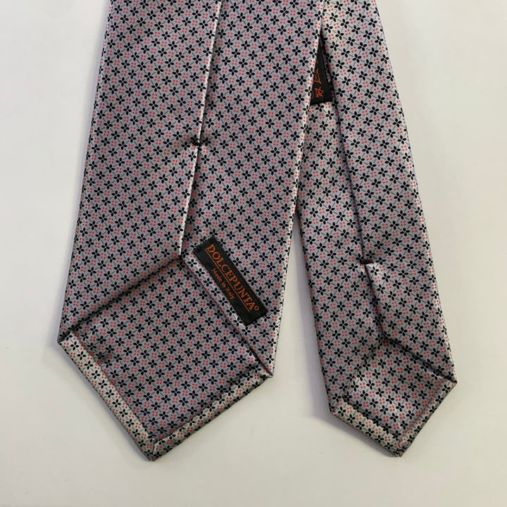 DOLCEPUNTA Silver Red Floral Silk Tie