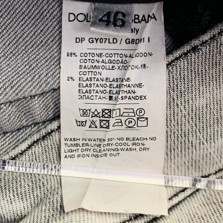 DOLCE & GABBANA Size 30 Grey Cotton Blend Twill Skinny Zip Fly Jeans
