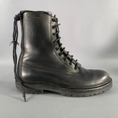 BURBERRY Size 8 Black Leather Lace Up Boots