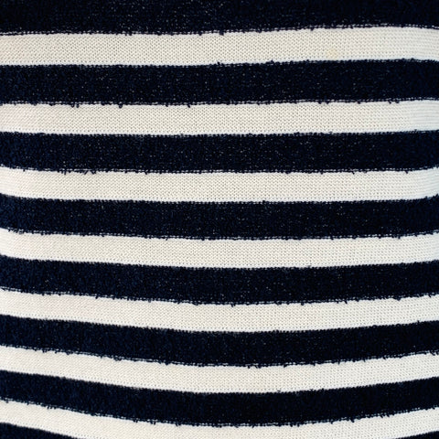 THE ROW Size L Navy White Cashmere Cotton Silk Blend Terry Reverse Seams Pullover