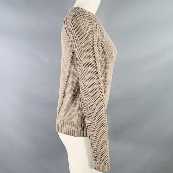 HELMUT LANG FW13 Size S Taupe Open Knit Crew Neck Sweater