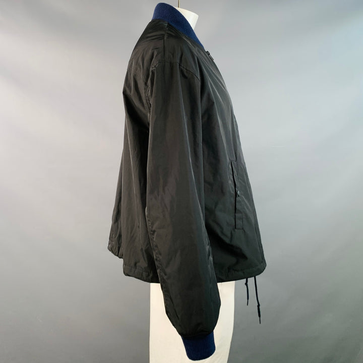 FRED PERRY x RAF SIMONS Size 42 Black Navy Polyester Zip Up Bomber Jacket