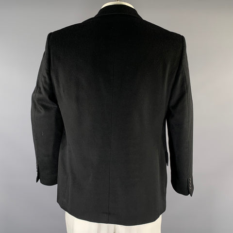 PETER PANOS Chest Size 44 Black Cashmere Notch Lapel Sport Coat