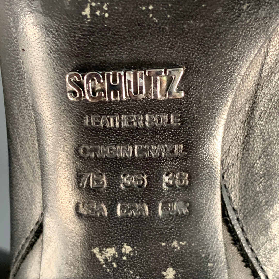 SCHUTZ Size 7 Black Studded Pull On Stiletto Booties